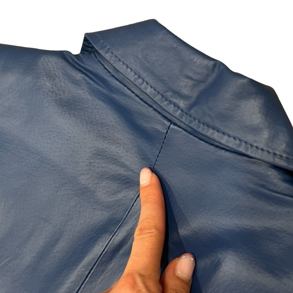 Vintage 100% Leather Jacket Coat With Silver Hardware Hidden Front Pockets Y2K - Picture 11 of 11